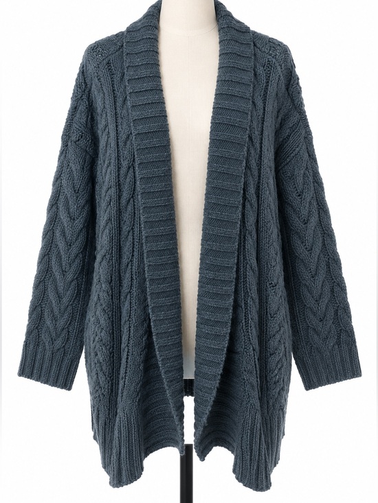 POL Sweaters - POL Open-Front Cable Knit Cardigan in Dark Teal